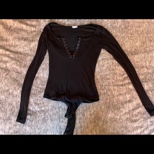 Black shirt body suit